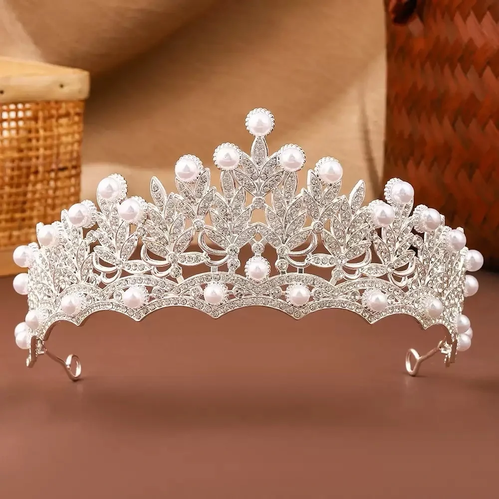 Silver Pearl Bridal Tiara - Elegant Wedding Crown